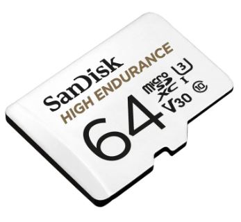 SanDisk High Endurance 64GB microSDXC card for dash cams and security cameras, Black - SDSQQNR-064G-GN61A