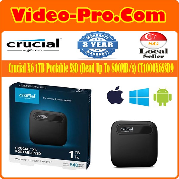Crucial X6 1TB Portable SSD (Read Up To 800MB/s) CT1000X6SSD9