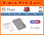 Flujo CH-15-A USB-C & Micro USB - 1 x USB3.0, 2 x USB2.0 - Grey