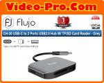 Flujo CH-30 USB-C to 2 Ports USB2.0 Hub With TF/SD Card Reader - Grey