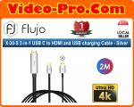 Flujo X-30-S 2-in-1 USB C to HDMI and USB charging Cable - Silver