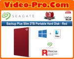 Seagate Backup Plus Slim 2TB Portable Hard Disk Red USB 3.0 for PC Laptop and Mac STHN2000403