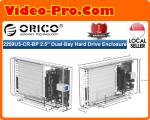 Orico 2259U3-CR-BP 2.5Inch Transparent Series Dual-Bay Hard Drive Enclosure