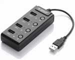 Orico HF4US Ultra Mini 4-Port USB 2.0 Hub with Power Switch - Black
