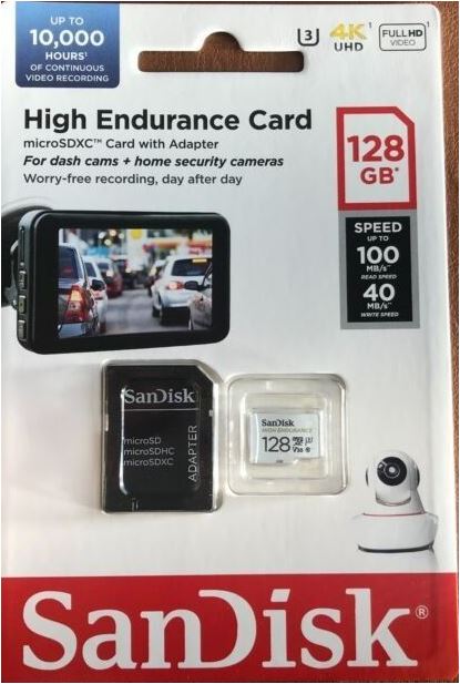 SanDisk High Endurance 128GB microSDXC card for dash cams and security cameras, Black - SDSQQNR-128G-GN6IA