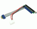 PCIe x1 to x16 Adapter Riser Card Flexible Extender Cable (Molex 4 Pin Power Connector)