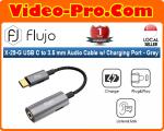 Flujo X-29-G USB C to 3.5 mm Audio Cable with Charging Port - Grey