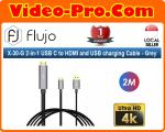 Flujo X-30-G 2-in-1 USB C to HDMI and USB charging Cable - Grey