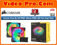 Corsair iCue QL140 RGB 140mm RGB LED Fan Black Dual Pack with Lighting Node CORE CO-9050100-WW