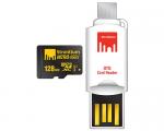 Strontium 128GB Nitro 566x MicroSD with OTG  Card Reader for Smartphones / Tablets with Strontium Lifetime Warranty and 1 Year Warranty on OTG Card Reader