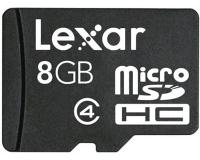 Lexar microSDHC 8GB CL4 Memory Card with SD Adapter LSDMI8GBASBNAA
