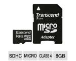 Transcend 8GB microSDHC Class 4 Memory Card with Adapter TS8GUSDHC4