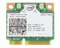 Intel WL-AC7260.HMWWB.R Wireless AC Dual-Dand, 2x2 Wi-Fi plus Bluetooth 4.0 Mini PCIE Combo Adapter